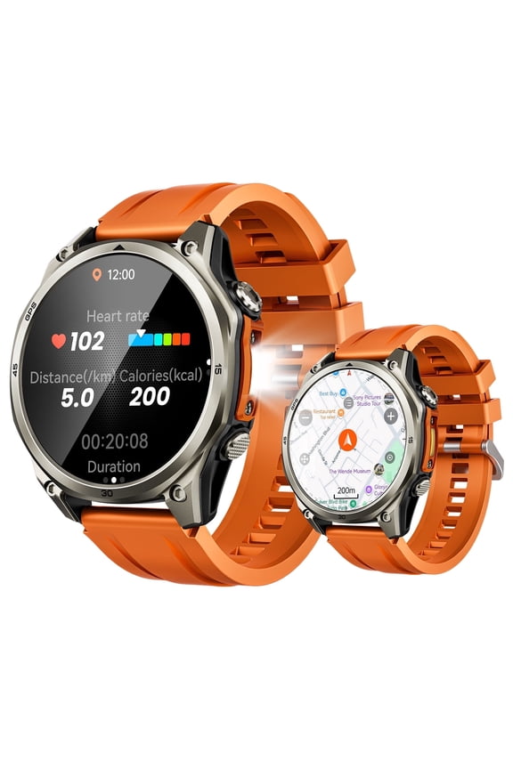 Anywise W1 Pro Smartwatch, 1.43" AMOLED Display, Dual-Band GPS and Offline Maps, Bluetooth Calling, 5ATM Waterproof Fitness Tracker, 170 Sports Modes for Android and iPhone