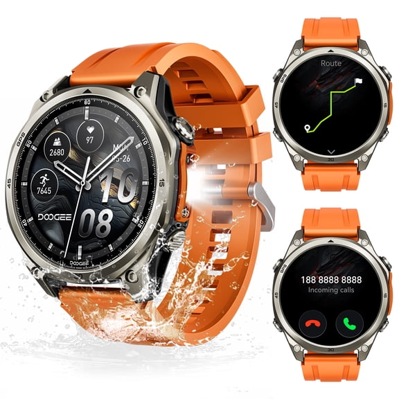 DOOGEE Anywise W1 Pro Smartwatch, 1.43" AMOLED Display, Dual-Band GPS and Offline Maps, Bluetooth Calling, 5ATM Waterproof Fitness Tracker, 170 Sports Modes for Android and iPhone