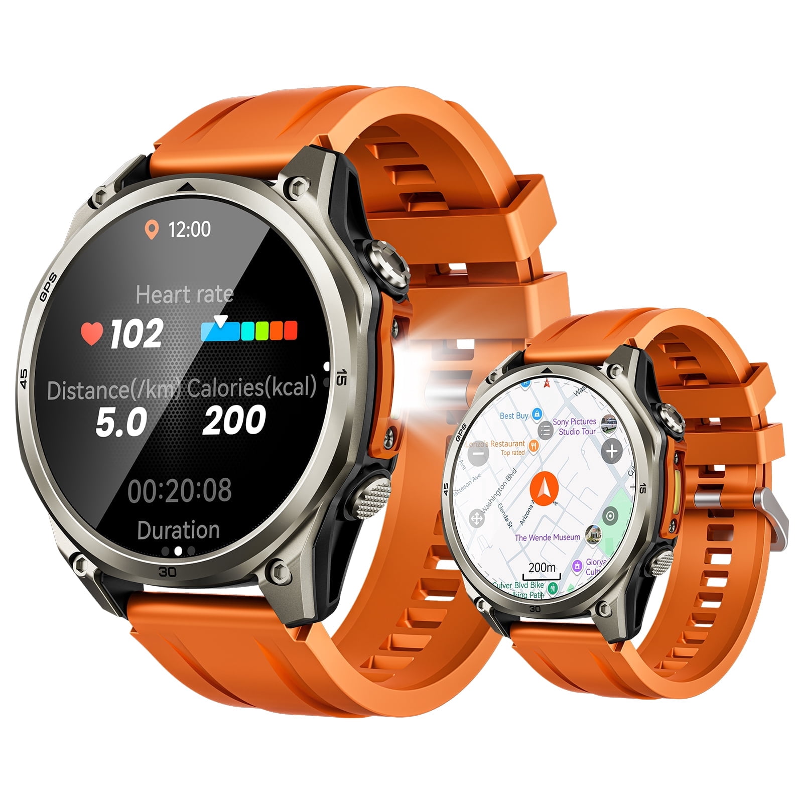 DOOGEE Anywise W1 Pro Mens Smart Watch, 5ATM Dual-Band GPS Offline Maps,1.43" Fitness Smartwatches for Android Phone/iPhone Compatible,170+ Sports Modes, Answer/Make Calls/12 Days Battery/2 Strap