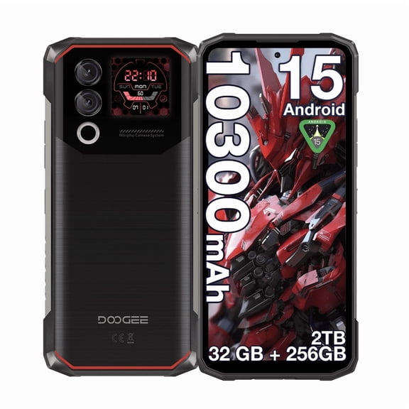 DOOGEE Blade 10 Max 120Hz 10300mAh Battery Rugged Smartphone Unlocked,1.54" Rear Screen 256GB+32GB Rugged Phone,6.56" 4G Dual SIM Waterproof Phone,3 Card Slots/NFC/Face Unlock