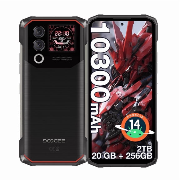 DOOGEE Blade 10 Max Rugged Phone Unlocked,10300mAh Rugged Smartphone,6.56" HD+ 1.54" Dual Screen,20GB+256GB/2TB,4G Dual SIM Android Waterproof Phone,3 Card Slots/NFC/Face ID/OTG