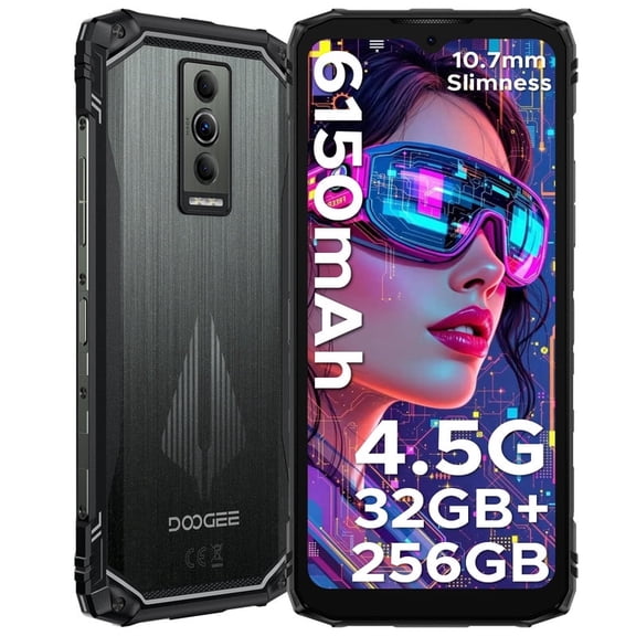 DOOGEE Blade 10 Pro Energy Android 15 Rugged Smartphone,10.7mm Ultra-Thin,32GB+256GB/2TB Octa Core Rugged Phone,6.56HD+90Hz Cell Phone,6150mAh,50MP+8MP Camera,NFC/3 Card Slot