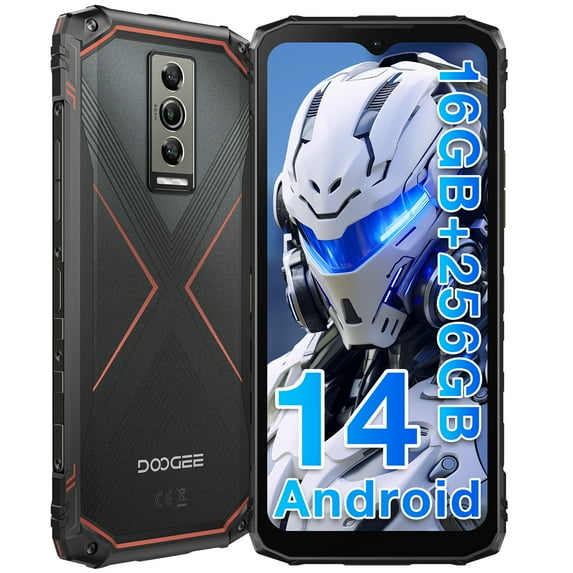 DOOGEE Blade 10 Pro Rugged Smartphone,10.7mm Ultra-Thin,16GB+256GB/TF 2TB Android 14 Rugged Phone,6.56" HD+90Hz,50MP+8MP,5150mAh,IP68/IP69K Waterproof Phone,NFC/Widevine L1/Face Unlock/3 Card Slot