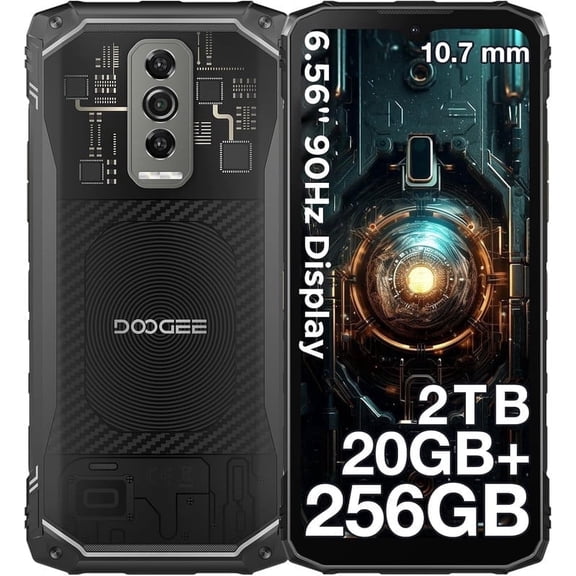 DOOGEE Blade 10 Ultra 32GB RAM+256GB ROM Rugged Smartphone, 5150mAh Android 15 Rugged Phone Unlocked, 6.56''90Hz Display,50MP Camera, IP68/IP69K Waterproof Phones, Face ID/NFC/GPS/OTG
