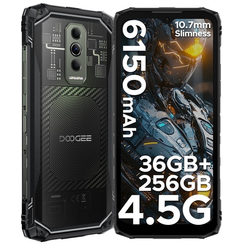 DOOGEE Blade 10 Ultra Energy Rugged Phone 4.5G,36GB+256GB/2TB /6150mAh OTG / 64MP/ 6.56" HD+ 90Hz Android 15 Rugged Smartphone Dual SIM/NFC/Face ID/Fingerprint/IP68/IP69K Waterproof Phone 2026
