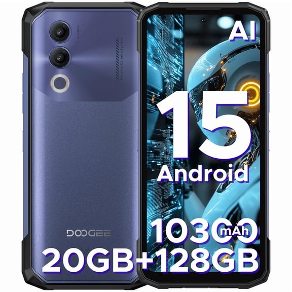DOOGEE Blade 20 Rugged Smartphone,10300mAh/18W,20GB+128GB/TF 2TB Octa Core Rugged Phone,6.6" HD+ Gaming Phones,16MP Camera,IP68/IP69K Waterproof Phone,Triple Slot/NFC/Face ID/GPS Android 15