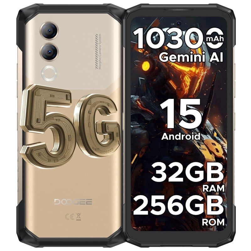 DOOGEE Blade 20 Turbo 5G Rugged Phone Unlocked,Gemini AI,10300mAh/33W,32GB+256GB/TF 2TB,Dimensity 7050,6.6”HD+90Hz,50MP+16MP,Android 15 Rugged Smartphone,Face ID/NFC/WiFi6/IP68/IP69K/3 Card Slot
