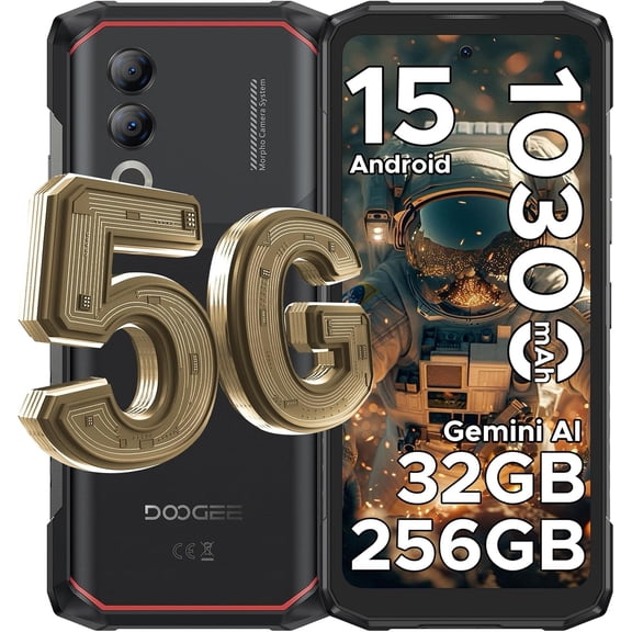 DOOGEE Blade 20 Turbo 5G Rugged Phone Unlocked,Gemini AI,10300mAh/33W,32GB+256GB/TF 2TB,Dimensity 7050,6.6”HD+90Hz,50MP+16MP,Android 15 Rugged Smartphone,Face ID/NFC/WiFi6/IP68/IP69K/3 Card Slot