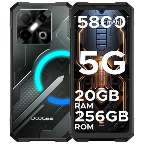DOOGEE Blade GT Play 5G FHD+ 120Hz Rugged Phone, 10.5mm Slim & 265g Lightweight Rugged Smartphone with RGB Light Effect, 6nm D7025 CPU Rugged Cell Phone, 20GB+256GB TB, 5800mAh, 50MP AI Camera, NFC