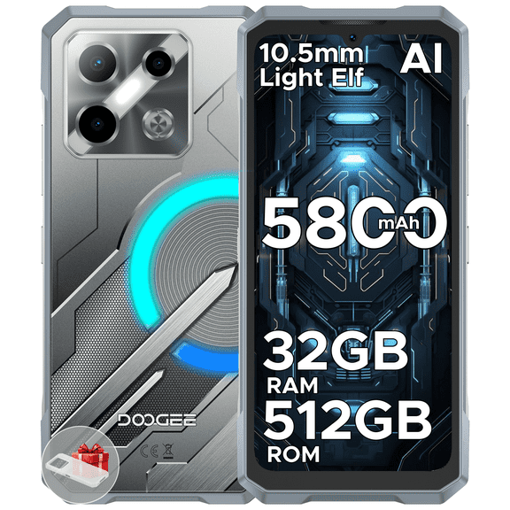 DOOGEE Blade GT Pro 5G Rugged Phone with LED Light, with 32GB+512GB/2TB, 6.72” FHD+120Hz, 5800mAh Battery, 100MP+32MP AI Camera/Face & Finger ID/NFC
