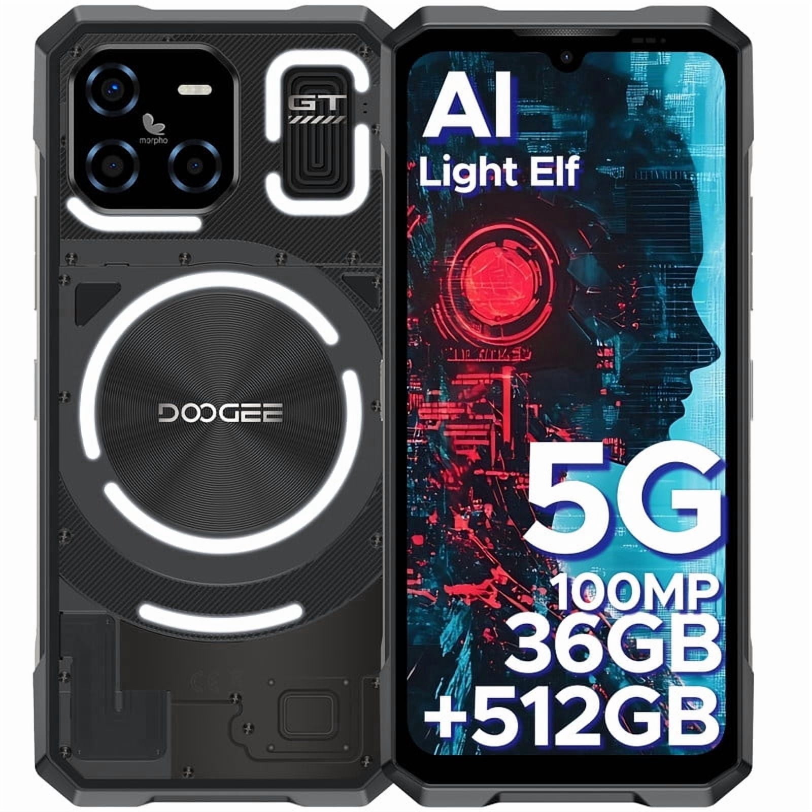 DOOGEE Blade GT Ultra 5G Rugged Smartphone with LED Light Effect, 36GB+512GB/2TB DDR5 Rugged Phone,4nm Dimensity D7300,6.72" FHD+120Hz, AI 100+32MP Android 14 Gaming Phones,Face & Finger ID/WIFI6