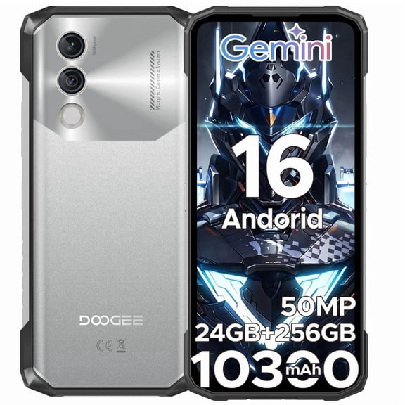 DOOGEE Blade10 Power (2026) Rugged Smartphone Unlocked,24GB+256GB/2TB,Android 16 with 10300mAh Rugged Phone,6.6''HD+90Hz, 50MP Camera,3 Card Slots/Face Unlock/Fingerprint/NFC/Wi-Fi6E/IP69K