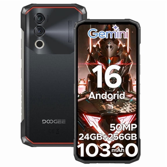 DOOGEE Blade10 Power (2026) Rugged Smartphone Unlocked,24GB+256GB/2TB,Android 16 with 10300mAh Rugged Phone,6.6''HD+90Hz, 50MP Camera,3 Card Slots/Face Unlock/Fingerprint/NFC/Wi-Fi6E/IP69K