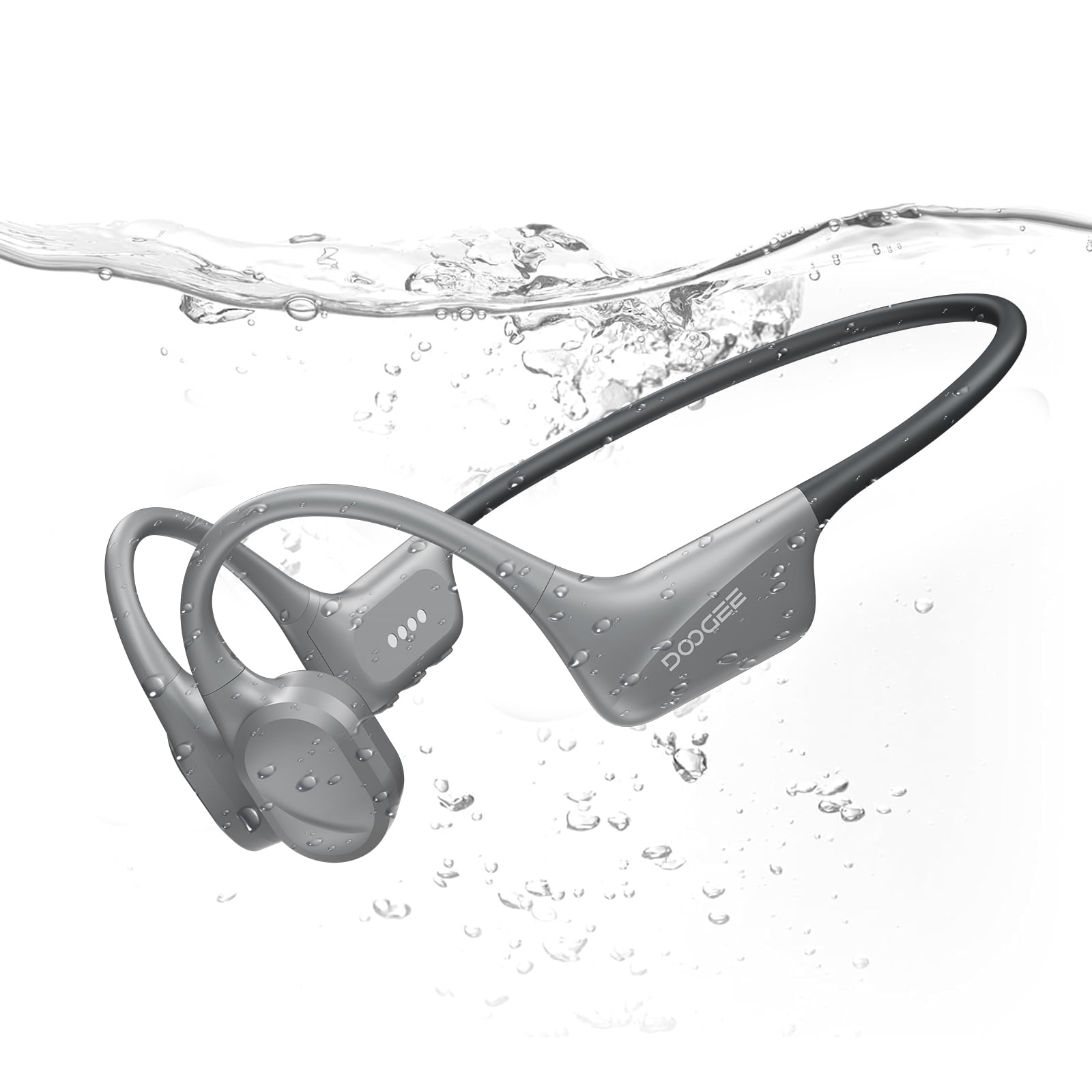 DOOGEE Bone Conduction Headphones, IP68 Waterproof Swimming Headphones Wireless Bluetooth 5.4, Skin Friendly Silicone, 32GB MP3 Mode, Sport Open Earphones for Underwater, Running, Cycling