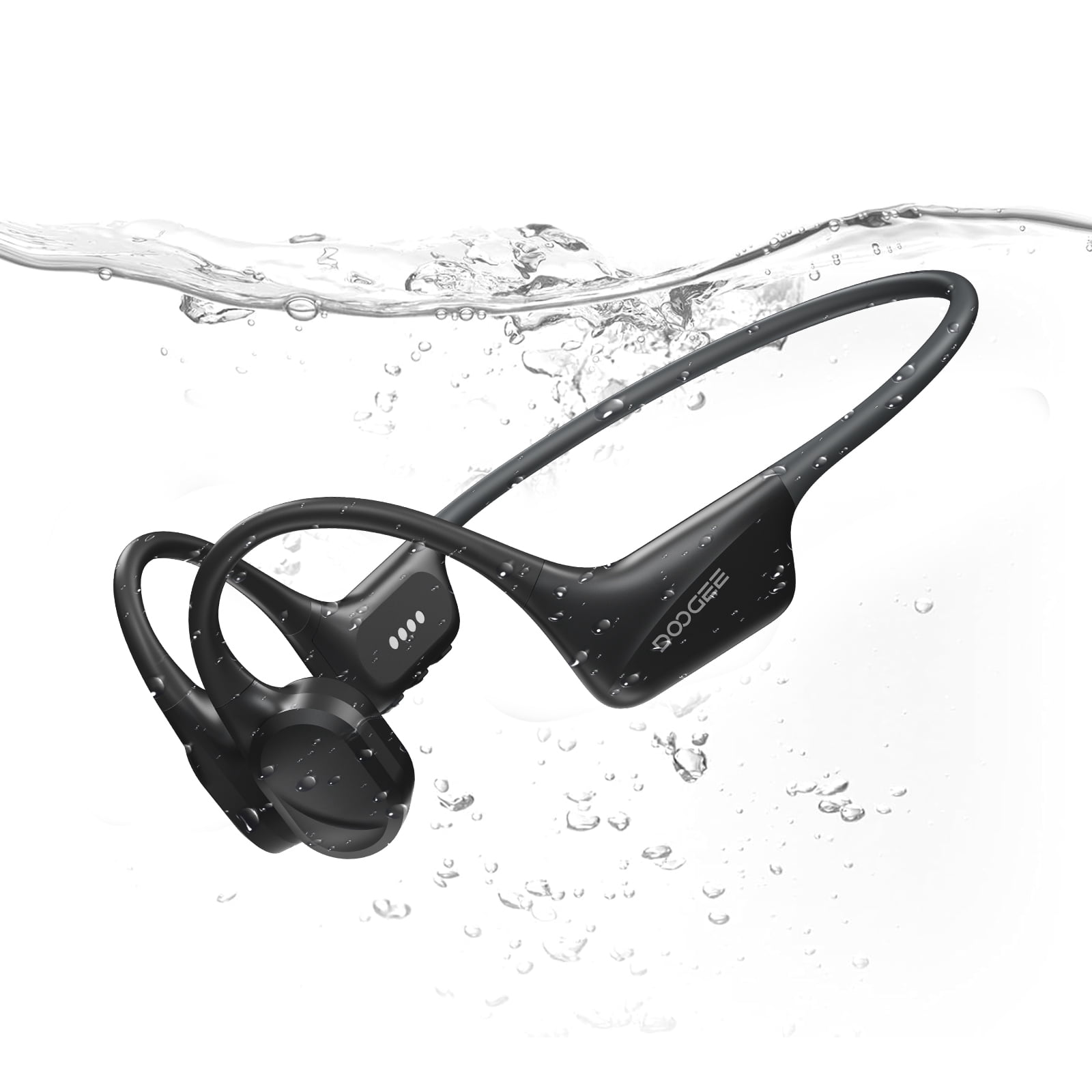 DOOGEE Bone Conduction Headphones, IP68 Waterproof Swimming Headphones Wireless Bluetooth 5.4, Skin Friendly Silicone, 32GB MP3 Mode, Sport Open Earphones for Underwater, Running, Cycling