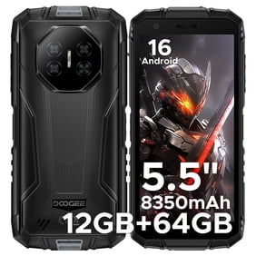 DOOGEE Fire 3 Android 16 Rugged Phone Unlocked, 8350mAh Battery, 12GB+64GB/2TB, Octa Core, 5.5" IPS HD+ Display, 13MP+8MP, IP68 Waterproof, Face Unlock, NFC/T-Mobile
