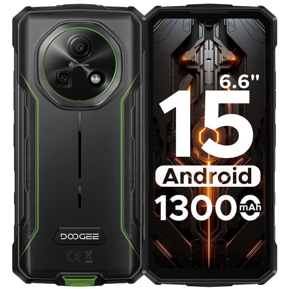 DOOGEE Fire 5 Rugged Phone Unlocked,13000mAh/Reverse Charging Android 15 Dual Sim,6.6" HD+90Hz Waterproof Phone 12GB+64GB,2TB Expand,Nfc,Face ID,Otg