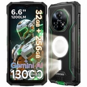 DOOGEE Fire 5 Ultra 32GB+256GB/2TB 1200LM Camping Lights Rugged Phone,13000mAh,Helio G81 Octa Core Rugged Smartphone,6.6HD+90Hz with Gemini AI,48MP+8MP Android 15,IP68/IP69K,Fingerprint/FaceID/NFC