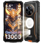 DOOGEE Fire 5 Ultra 32GB+256GB/2TB 1200LM Camping Lights Rugged Phone,13000mAh,Helio G81 Octa Core Rugged Smartphone,6.6HD+90Hz with Gemini AI,48MP+8MP Android 15,IP68/IP69K,Fingerprint/FaceID/NFC