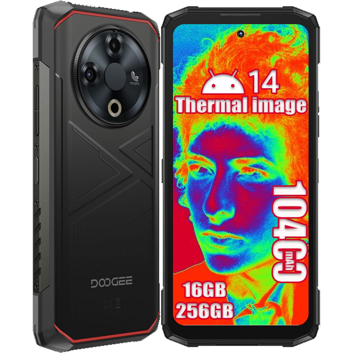 DOOGEE Fire 6 10400mAh 16GB+256GB Android 14 With Thermal Camera 50MP AI Camera Rugged Smartphone