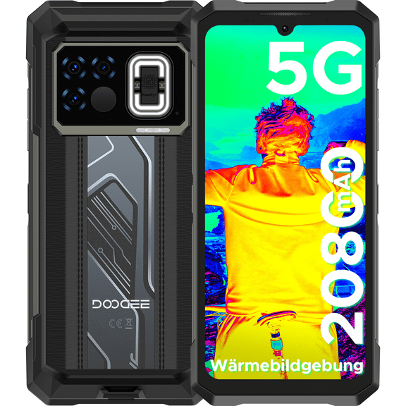 DOOGEE Fire 6 Max(2025) 5G Rugged Smartphone with Thermal Image Camera,20800mAh/33W Fast,6.72" FHD+ 120Hz IPS Screen,120LM Flashlight Rugged Phone,256GB/TF 2TB,50MP,Android 14,IP68 Waterproof Phone