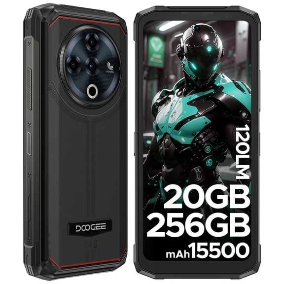 DOOGEE Fire 6 Power Rugged Smartphone,15500mAh/33W Fast,120LM Flashlight Rugged Phone, 256GB/TF 2TB,50MP,Android 14 Unlocked Phone with 3-in-1 Reverse Charging,6.56" HD+90Hz Phones,NFC/OTG