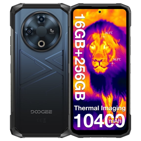 DOOGEE Fire 6 Rugged Phone with Thermal Image Camera,10400mAh,16GB+256GB Android 14 Cell Phone Unlocked,50MP AI Camera,6.56" HD+IPS Display Rugged Smartphone,IP68 Waterproof Phone,Face Unlock/OTG
