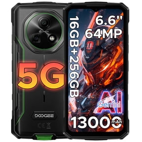 DOOGEE Fire 7 AI 5G Rugged Phone Unlocked,13000mAh/18W,16GB+256GB/2TB Rugged Smartphone,6.6"HD+ 90Hz Gaming Phone,64MP+16MP,IP68/IP69K,Nfc/Otg/Face ID