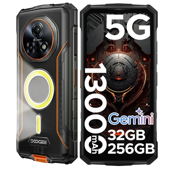 DOOGEE Fire 7 Pro 5G Rugged Smartphone, POC Intercom, 32GB RAM+256GB Storage, 13000mAh Battery, 64MP Camera+Night Vision, IP68/IP69K Waterproof, NFC