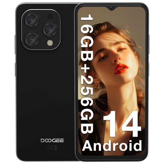 DOOGEE N55 Pro Android Phone,Unlocked Phone with 16GB RAM 256GB ROM,6.56" HD+ 90Hz IPS Screen, Octa Core,5150mAh Dual SIM Android 14 Smartphone,Face Unlock,Dark Blue