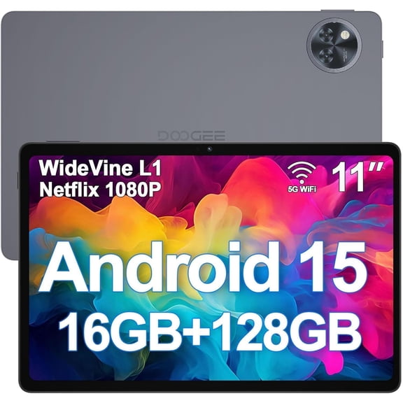 DOOGEE U11 Android 15 Tablets, 11 Inch Tablet with Gemini AI, 16GB+128GB/2TB, 8580mAh, Unisoc T7200, 5G WiFi Android Tablets | Widevine L1 | Bluetooth 5.0 | 13MP+6MP | GPS | OTG - Gray