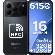 Doogee Android 16 Phone with Gemimi AI,32GB+128GB/2TB cell Phone Unlock,6150mAh Battery,6.56HD+90Hz Ips,Dual Camera/Nfc/Otg/Face ID
