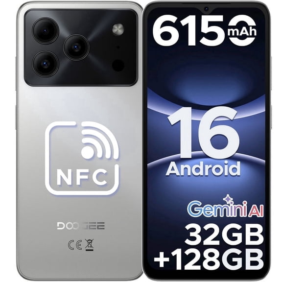 DOOGEE Note 56 Pro Android 16 Phone Unlock,32GB+128GB/2TB Android Smartphone,6150mAh Battery,6.56"HD+90Hz IPS,Dual SIM,DualCamera/Nfc/Otg/Face ID