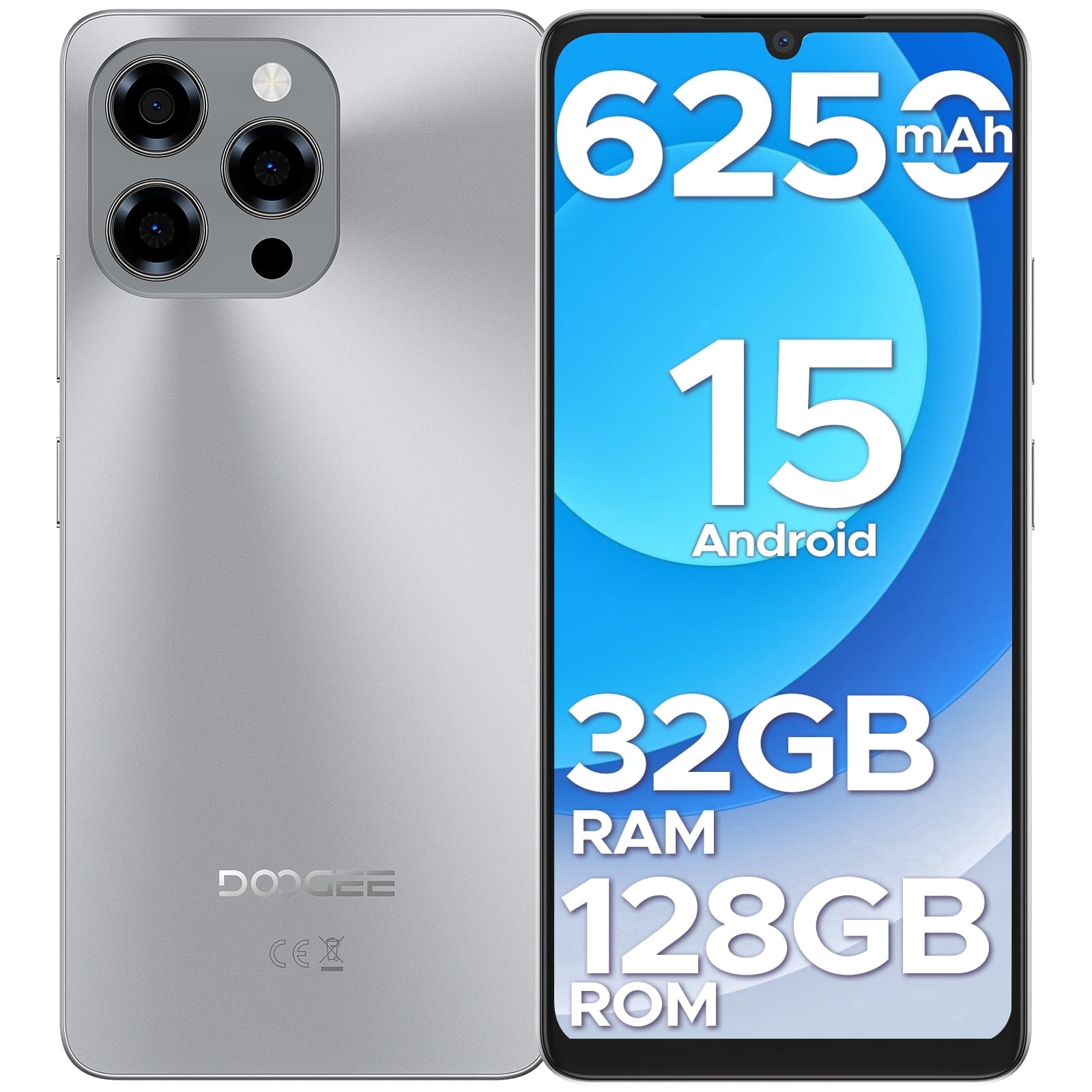 DOOGEE Note 58 Unlocked Cell Phone,Android 15 Smartphone with 32GB+128GB/2TB TF Expand,6250mAh Battery, 6.75"HD+ 90Hz Cellphone,4G Dual SIM Mobile Smart Phones, Widevine L1/NFC/OTG/Face Unlock