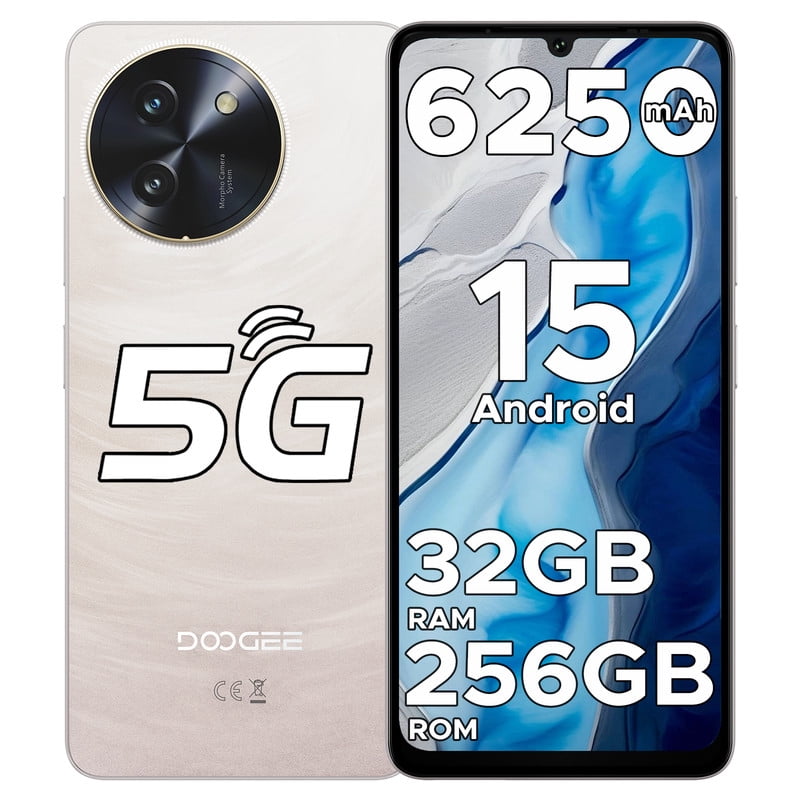DOOGEE Note 59 Pro Unlocked Cell Phone 5G,32GB+256GB/TF 2TB Android Phone,6250mAh Battery,6.75" HD+120Hz Cellphone,16MP+8MP,5G Dual SIM Smartphone,Widevine L1/NFC/Face Unlock/Fingerprint/OTG