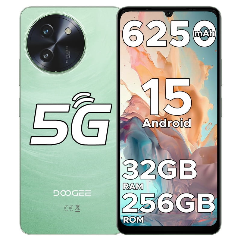 DOOGEE Note 59 Pro Unlocked Cell Phone 5G,32GB+256GB/TF 2TB Android Phone,6250mAh Battery,6.75" HD+120Hz Cellphone,16MP+8MP,5G Dual SIM Smartphone,Widevine L1/NFC/Face Unlock/Fingerprint/OTG