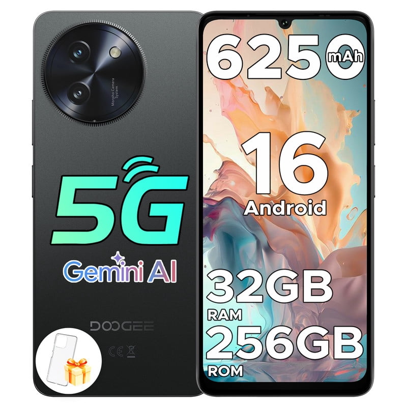 DOOGEE Note 59 Pro Unlocked Cell Phone 5G,32GB+256GB/TF 2TB Android Phone,6250mAh Battery,6.75" HD+120Hz Cellphone,16MP+8MP,5G Dual SIM Smartphone,Widevine L1/NFC/Face Unlock/Fingerprint/OTG