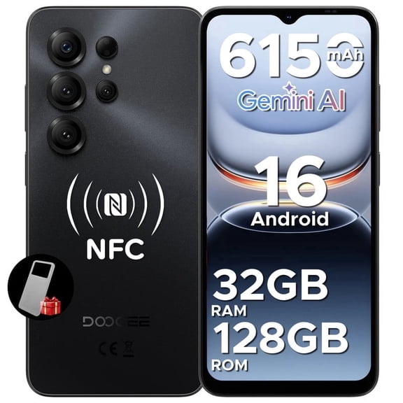 DOOGEE Note56X Pro Android 16 Unlocked Phones with Gemini AI,6150mAh Battery Cell Phone,32GB+128GB/2TB,6.56"HD+90Hz,Dual SIM Octa Core Smartphone,8.45mm Ultra-Slim,13MP+8MP,Widevine L1