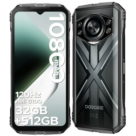 DOOGEE S Cyber Pro Rugged Smartphone Unlocked, 32GB+512GB Rugged Phone Android 14, 10800mAh Battery, 6.6" FHD+120Hz Waterproof Phone, 50MP+32MP, IP68/IP69K/Dual SIM/NFC/OTG/Face ID
