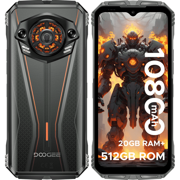 DOOGEE S Punk Pro(2025) Rugged Phone,20GB+512GB Android 14 Rugged Cell Phone with 128dB Loudest Speaker,6.6 FHD+ IPS 90Hz,10800mAh Rugged Smartphone,50MP AI Camera,Waterproof Phone,Face Unlock/NFC