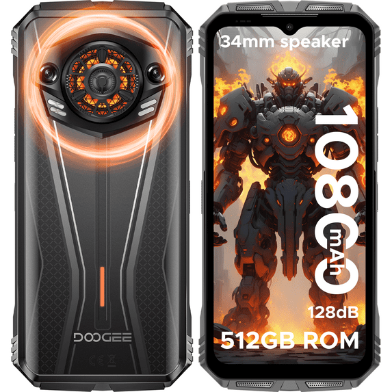 DOOGEE S Punk Pro(2025) Rugged Phone,20GB+512GB Android 14 Rugged Cell Phone with 128dB Loudest Speaker,6.6 FHD+ IPS 90Hz,10800mAh Rugged Smartphone,50MP AI Camera,Waterproof Phone,Face Unlock/NFC