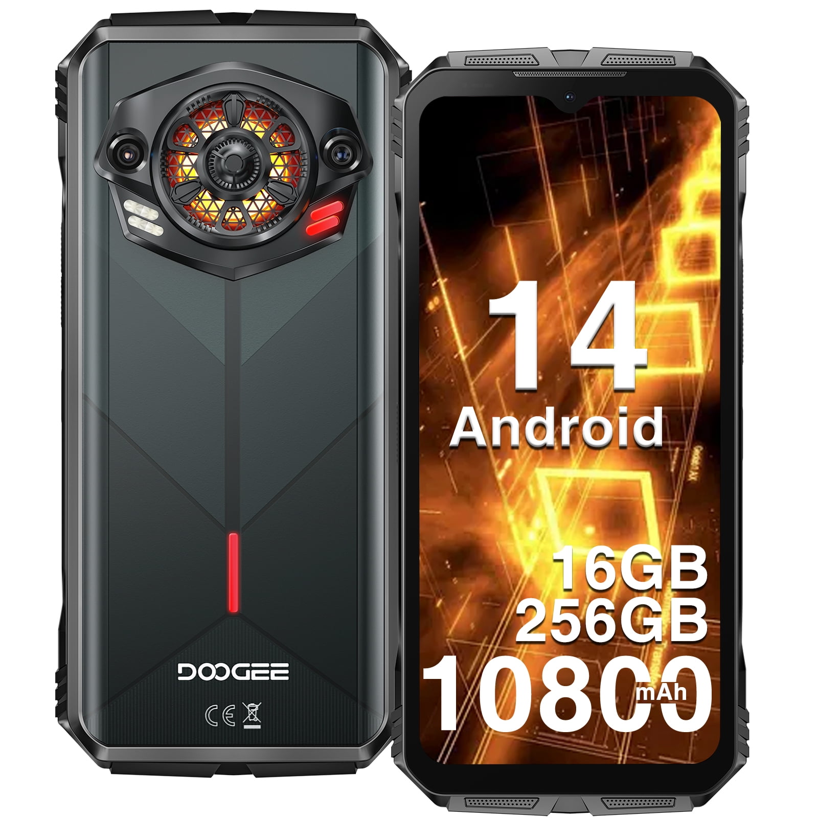 DOOGEE S Punk Rugged Smartphone Android Phone, 16GB+256GB/1TB, 10800mAh 33W Charging, Super Speaker, 50MP+16MP, 6.58" FHD+,IP68 Waterproof/LED Light/4G Dual SIM/NFC/OTG/Face/Fingerprint Unlock