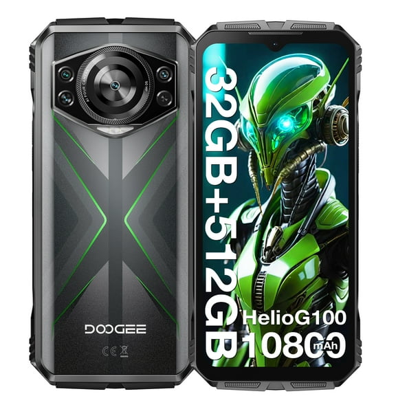 DOOGEE S118 (2025) Rugged Smartphone Unlocked, 32GB+512GB/2TB Rugged Phone, Helio G100,10800mAh(33W) 6.6''FHD+120Hz Dispaly, 50MP+12MP Night Vision, Dual SIM/Face Unlock/Fingerprint/NFC/GPS/OTG