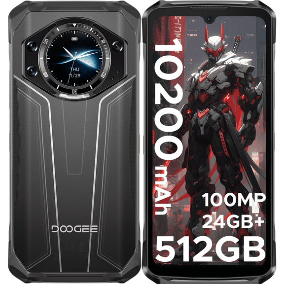 DOOGEE S119 (2025) Rugged Phone Unlocked,24GB+512GB/TF 2TB Android 14 Rugged Smartphone with 1.32" Rear Screen,10200mAh Battery/33W,6.72" FHD+,100MP+20MP Night Vision,NFC/Dual Unlock/3 Card Slot/OTG