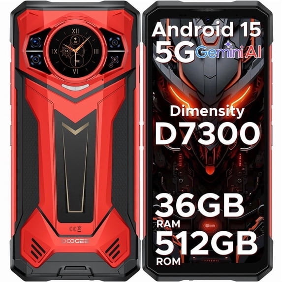 DOOGEE S200 Plus 5G Rugged Phone with Gemini AI,4nm D7300 CPU,36(16+20) GB+512GB Android 15 Rugged Cell Phone with 1.32" Amoled Screen,10100mAh/33W,100MP Camera Rugged Smartphone,6.72" FHD/120Hz,OTG
