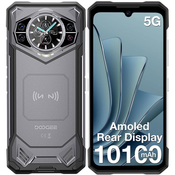 DOOGEE S200 Rugged Smartphone 5G Unlocked, 256GB+32GB RAM Rugged Phone with 1.32" Rear Screen, 10100mAh Battery,6.58" FHD+ 120Hz Display,100MP + 20MP Night Vision Camera,Dual SIM Waterproof Phone