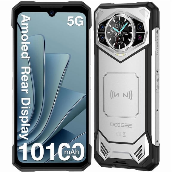 DOOGEE S200 Rugged Smartphone 5G Unlocked, 256GB+32GB RAM Rugged Phone with 1.32" Rear Screen, 10100mAh Battery,6.58" FHD+ 120Hz Display,100MP + 20MP Night Vision Camera,Dual SIM Waterproof Phone