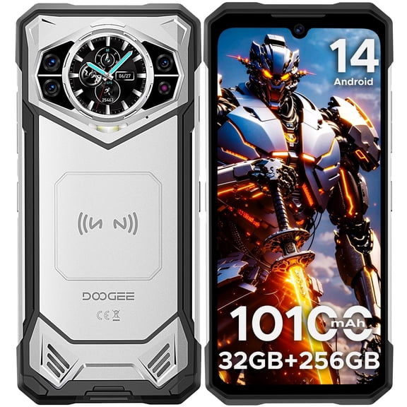 DOOGEE S200 Rugged Smartphone 5G Unlocked, 256GB+32GB Rugged Phone with 1.32" Rear Screen, 10100mAh Battery, Android 14, 100MP+20MP Night Vision Camera, 6.72", 120Hz, NFC, 5G Dual SIM
