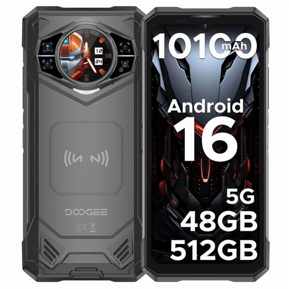 DOOGEE S200 X (2026) Rugged Phone 5G,48GB+512GB/TF 2TB, Android 16 Rugged Cell Phone with 1.32" Amoled Screen,10100mAh/33W,100MP+20MP+20MP Rugged Smartphone,6.72" FHD/120Hz,Waterproof Phone,NFC/OTG