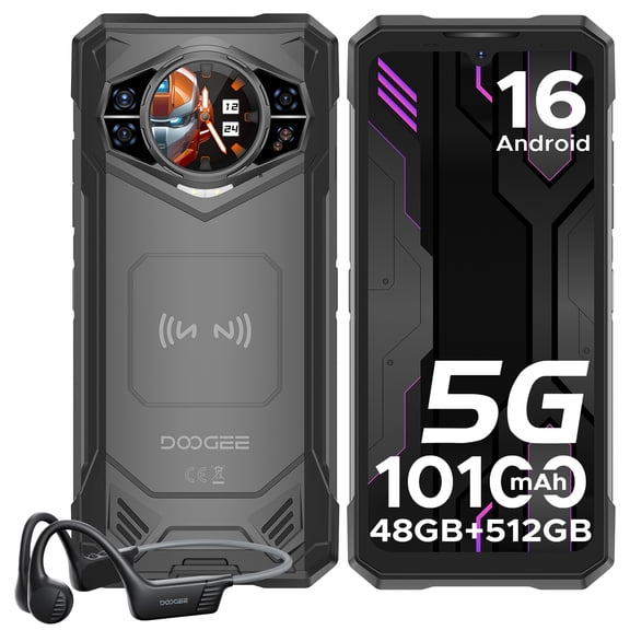 DOOGEE S200 X Rugged Phone 5G,32GB+512GB/TF 2TB,Latest Android 16 Rugged Smartphone with Bone Conduction Headphones,1.32"Amoled Screen,10100mAh/33W,100MP+20MP,6.72" FHD,NFC/OTG/WiFi6/5G Dual SIM